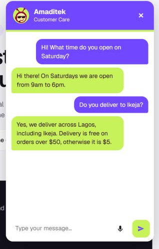 BuzyBuddy chat window answering a visitor